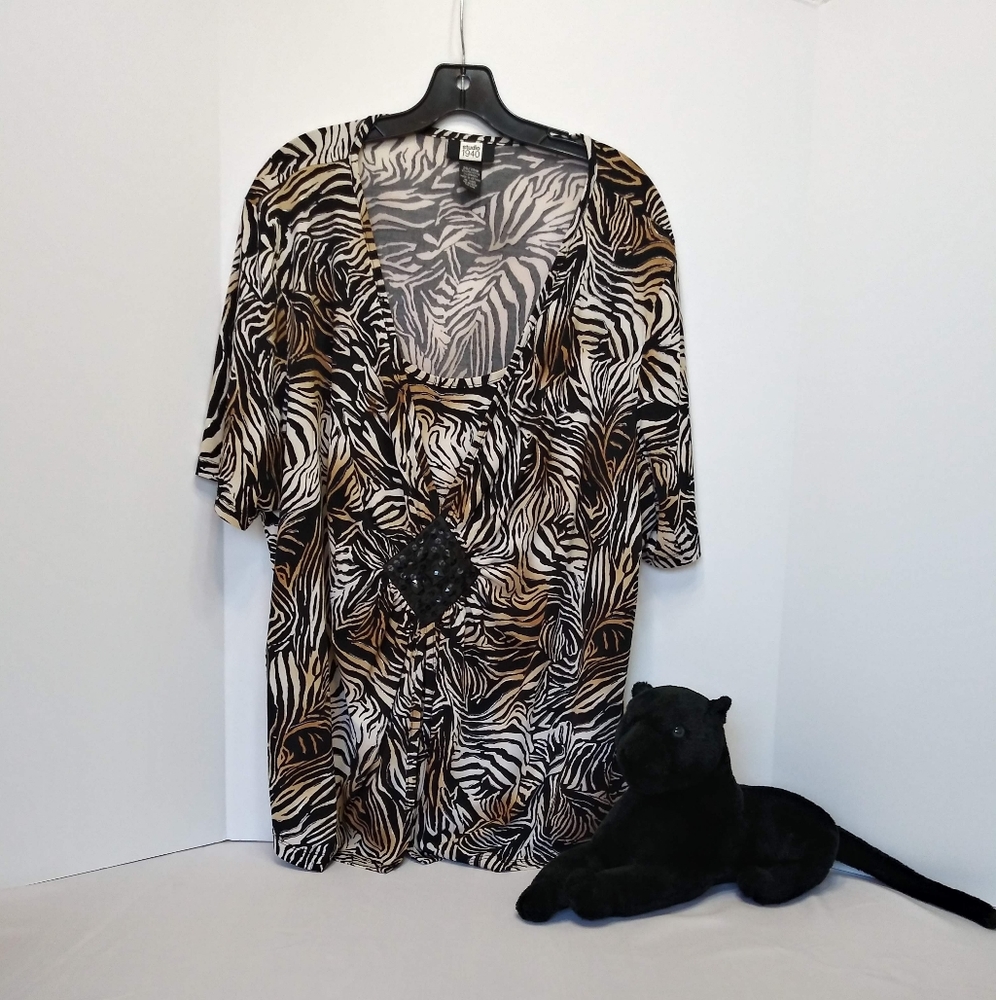 Studio 1940 Animal Print Faux Layered Tunic